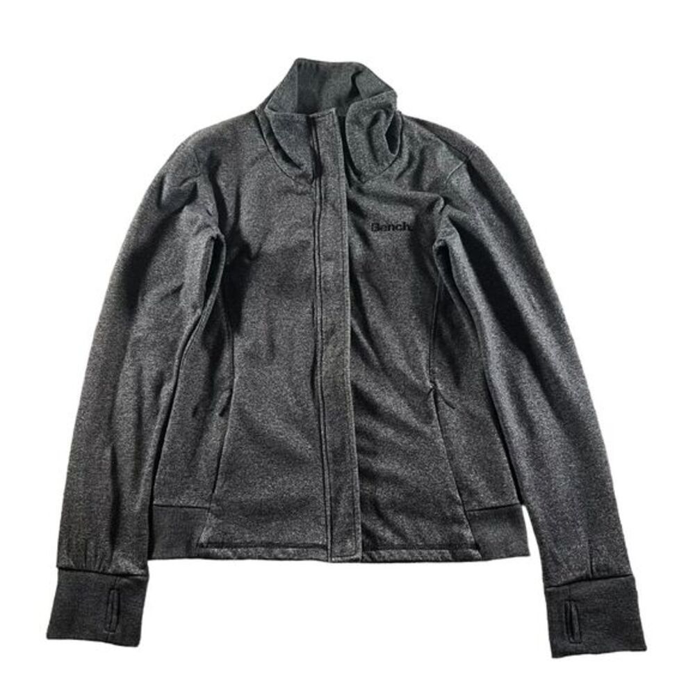 Bench Jacket‎ Womens Size M 8 Gray Rain Mock Neck Ribbed Thumbholes Sweatshirt